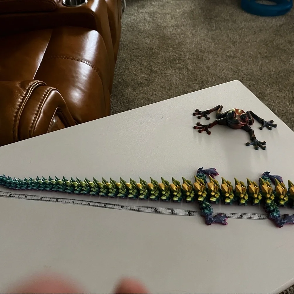 Multicolor Dragon & Frog Articulated Figure Set Vibrant Green, Gold, Blue - Picture 4 of 5